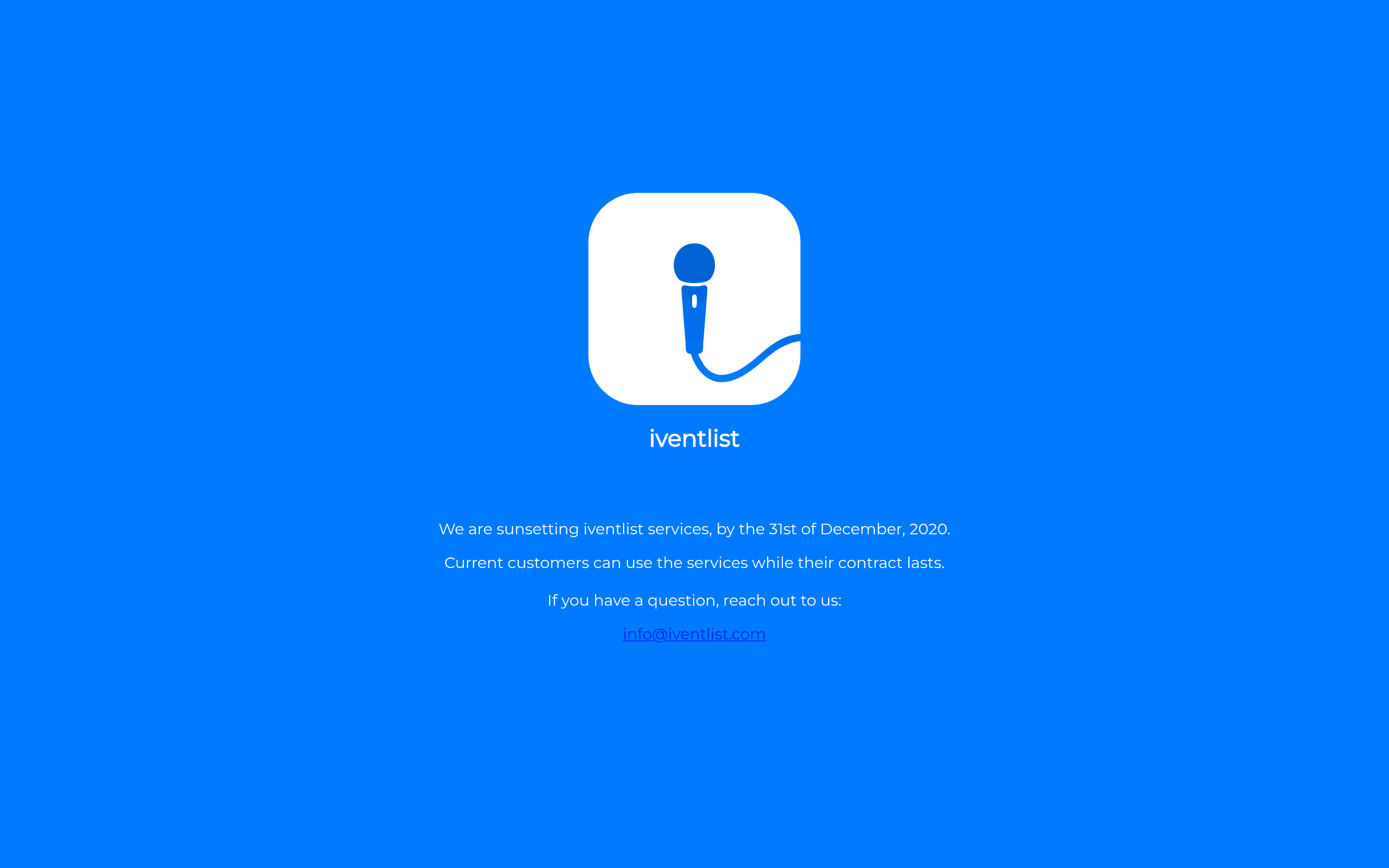 Iventlist landing page screenshot