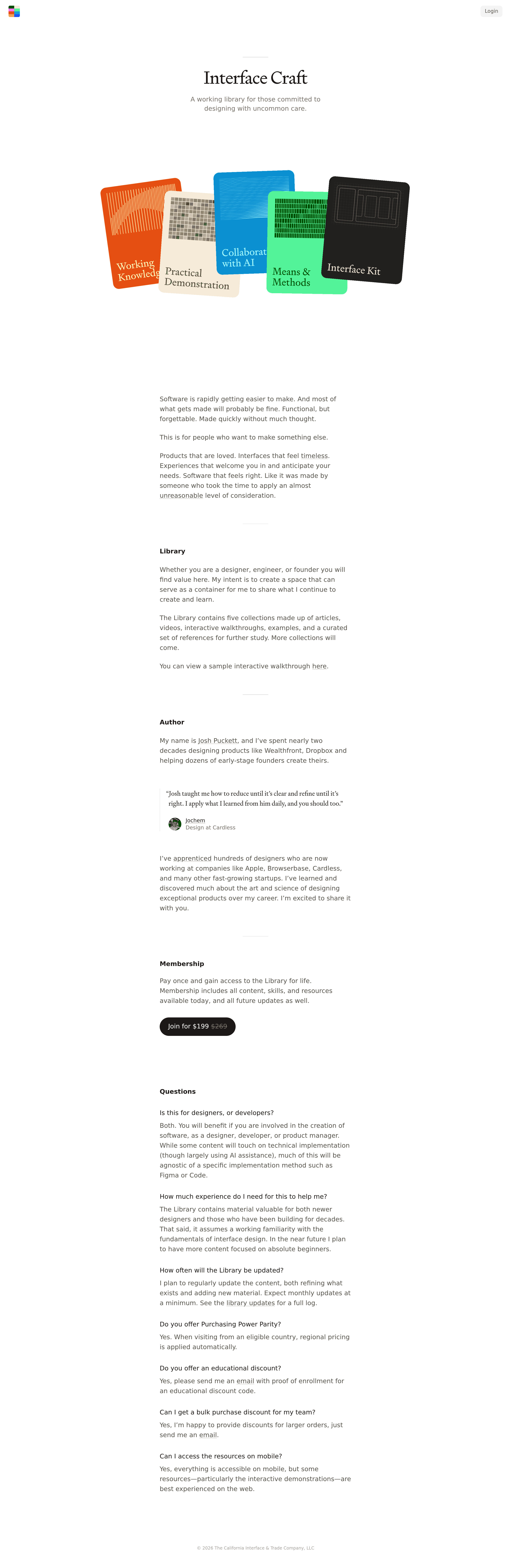 Interface Craft landing page screenshot