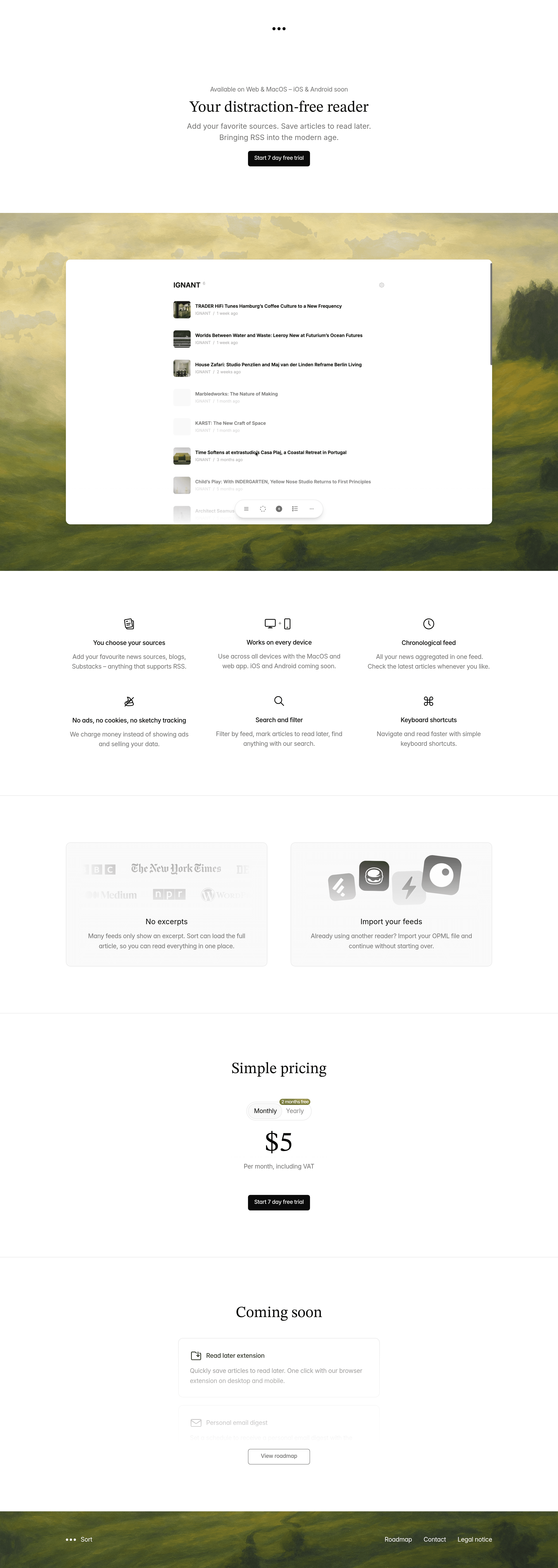 Sort landing page screenshot